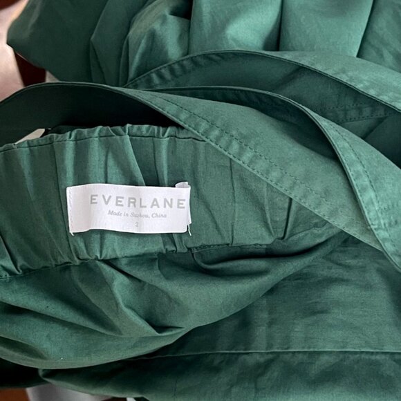 Everlane Emerald Green Clean Cotton Cross-Back Apron Midi Dress Size 2 - Picture 6 of 7